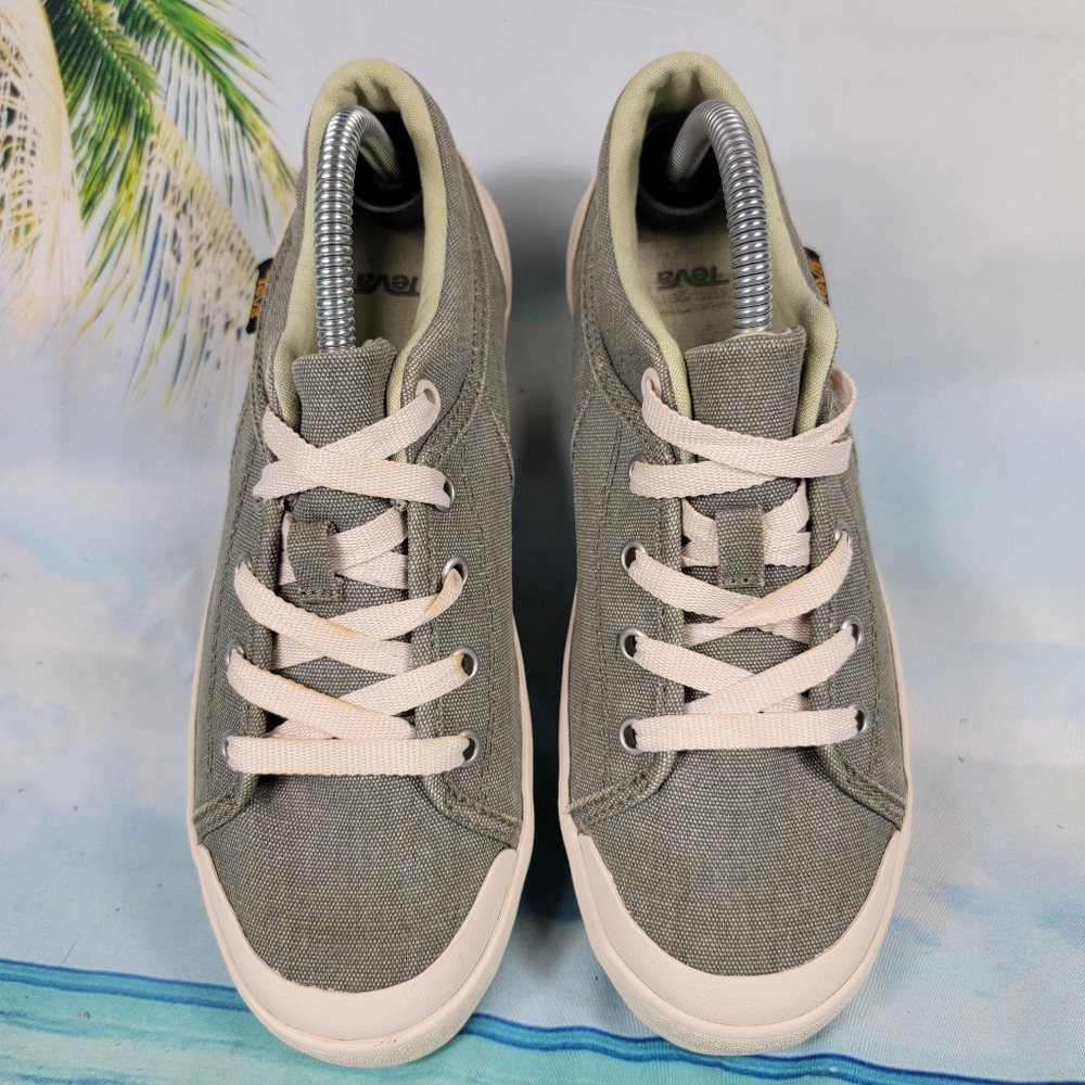 Teva Freewheel Washed‎ Canvas Green Low Top Sneakers Women's 7.5 - Picture 3 of 10